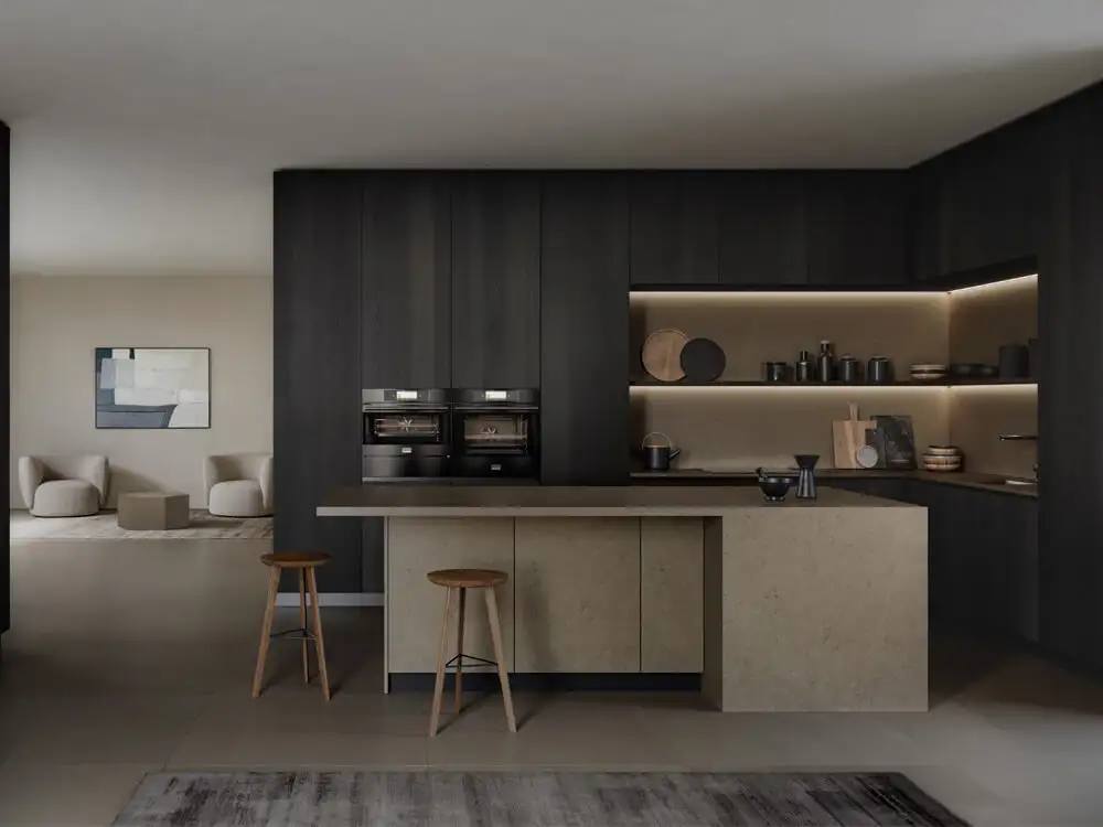 Dettaglio texture superficie minerale riciclata Madreterra Ecotone Quartzforms.webp