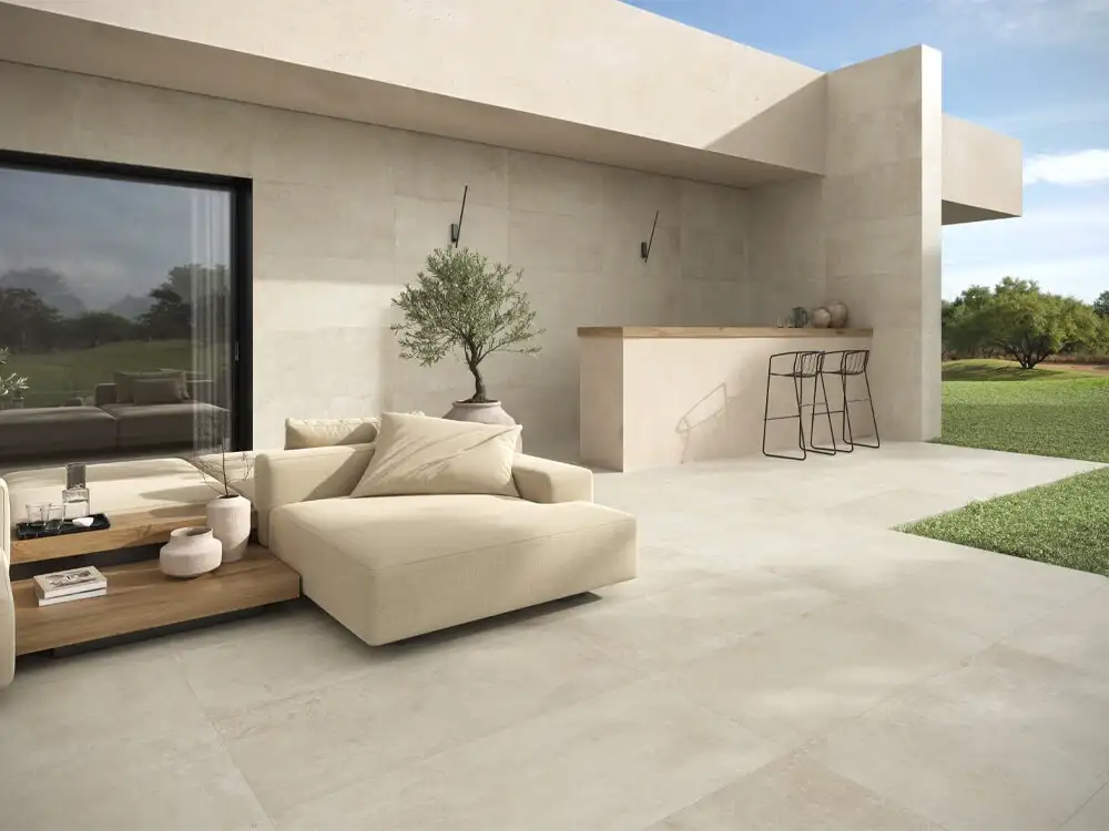 Porcelain stoneware for outdoor with SOFTECH technology and stone-effect surfaces by RAK Ceramics