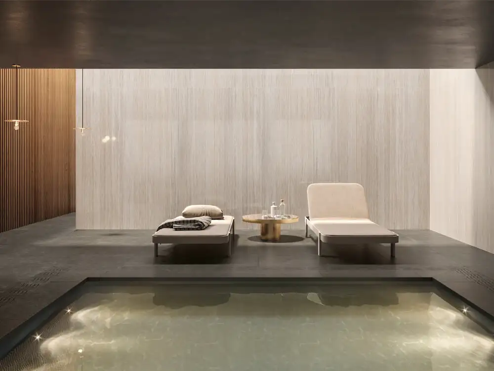 RAK Ceramics Mix & Match: superfici ceramiche e materiali bagno per spazi wellness contemporanei